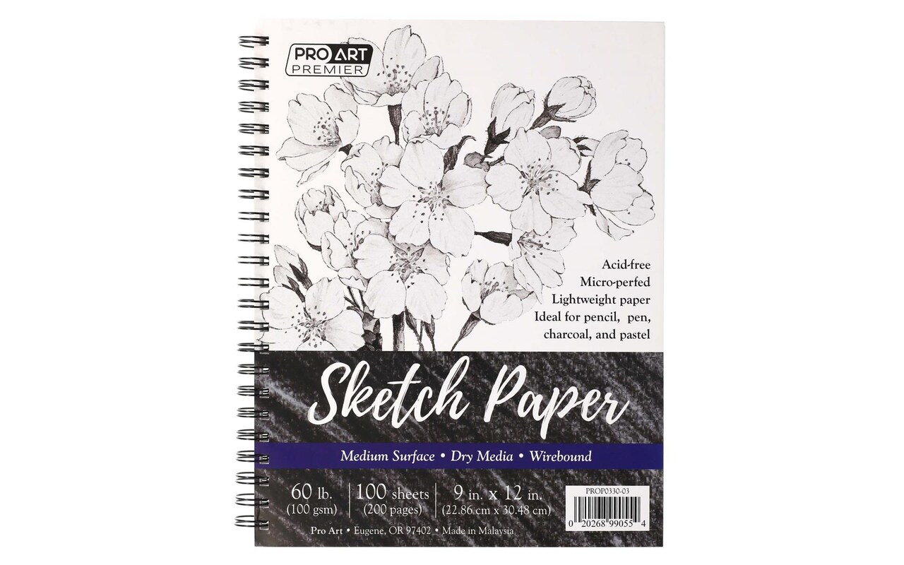 Pro Art Premium Sketch Paper Pad 9"x12" 100 sheets, 60#, Wire, Sketch Book, Sketchbook, Drawing Pad, Sketch Pad, Drawing Paper, Art Book, Drawing Book, Art Paper, Sketchbook for Drawing